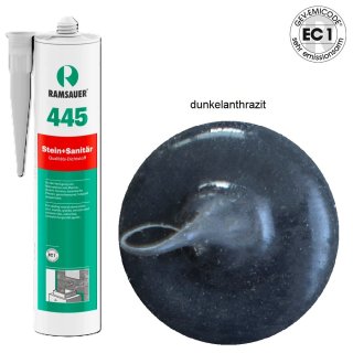 Ramsauer 445 Stein und Sanitär dunkel anthrazit 1K Silicon Dichtstoff 310ml Kartusche